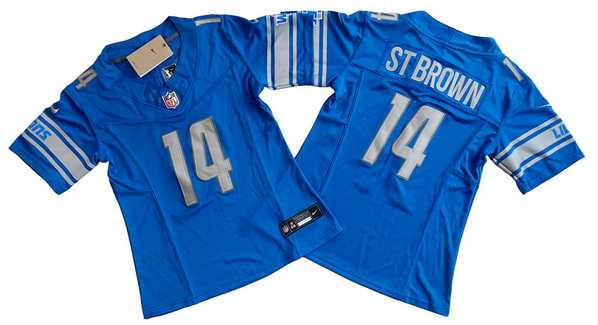 Women%27s Detroit Lions #14 Amon-Ra St. Brown Blue 2023 F.U.S.E. Vapor Limited Football Stitched Jersey(Run Smaller)